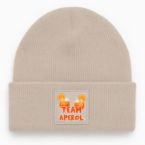 Unikatolo Wintermütze Team Aperol bedruckt beige