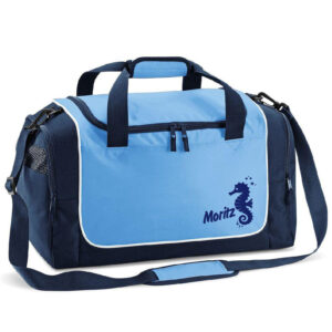 Unikatolo Sporttasche Kinder Seepferdchen & Name | blau