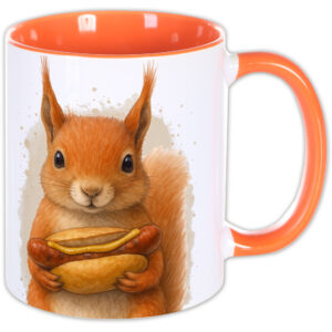 Unikatolo Tasse Thüringer Bratwurst Eichhörnchen | orange