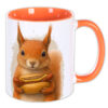 Unikatolo Tasse mit Eichhörnchen und Roster bedruckt | orange