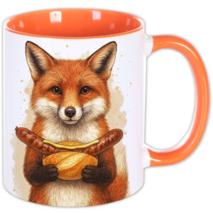Unikatolo Tasse Thüringer Bratwurst mit Fuchs | Orange