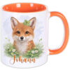 Unikatolo Ostertasse mit Name personalisiert Fuchs ORANGE Unikatolo Kindertasse Fuchs im Klee mit Name personalisiert