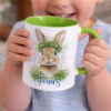 9-Kind Unikatolo Ostertasse mit Name personalisiert Osterhase GRÜN