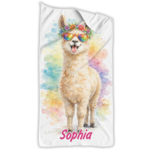 Unikatolo Kinder Handtuch Alpaka mit Name personalisiert