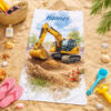 Unikatolo Kinder Handtuch Bagger mit Name personalisiert
