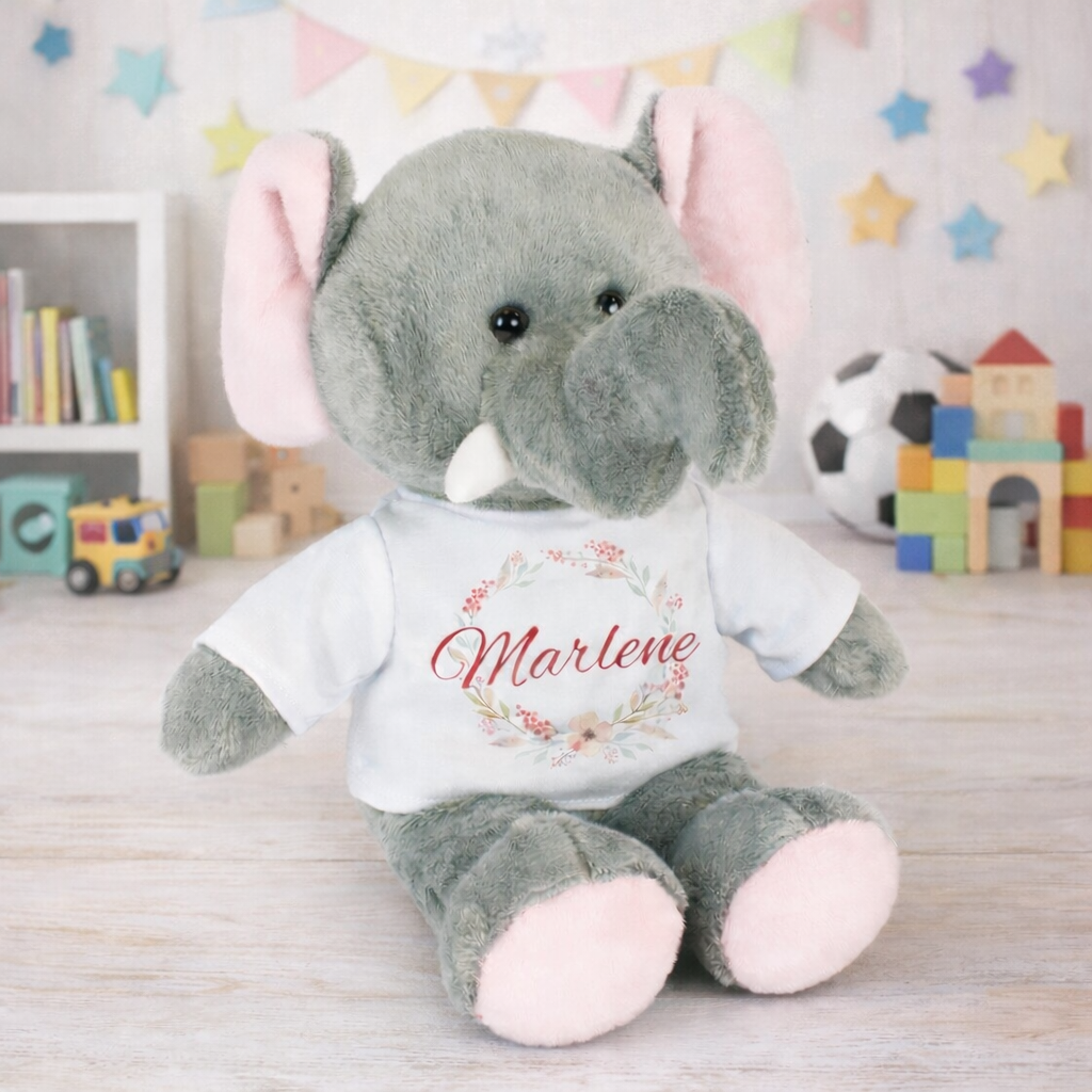 Unikatolo personalisiertes Kuscheltier Elefant mit Name