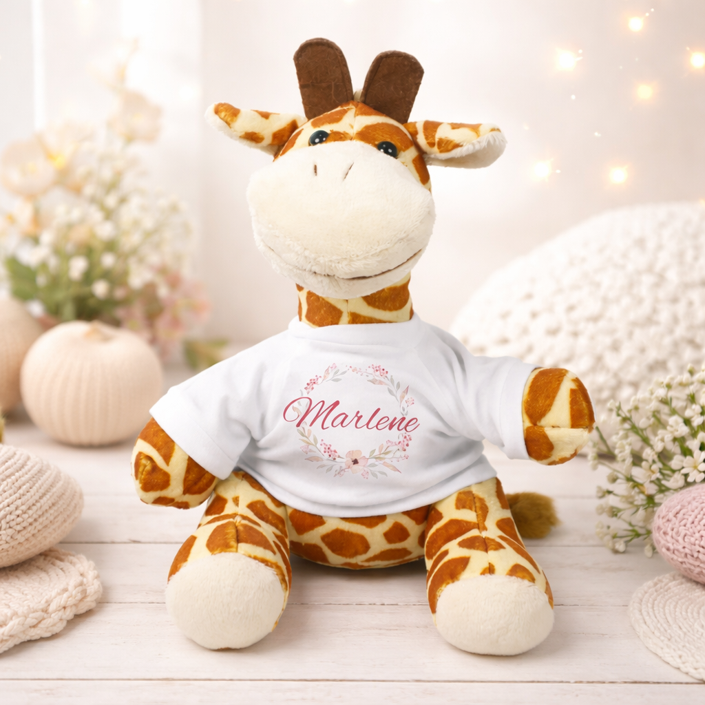 Unikatolo personalisiertes Kuscheltier Giraffe mit Name Unikatolo personalisiertes Kuscheltier Giraffe mit Name