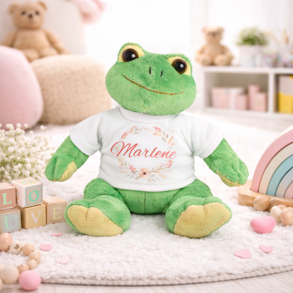 Unikatolo personalisiertes Kuscheltier Frosch mit Name