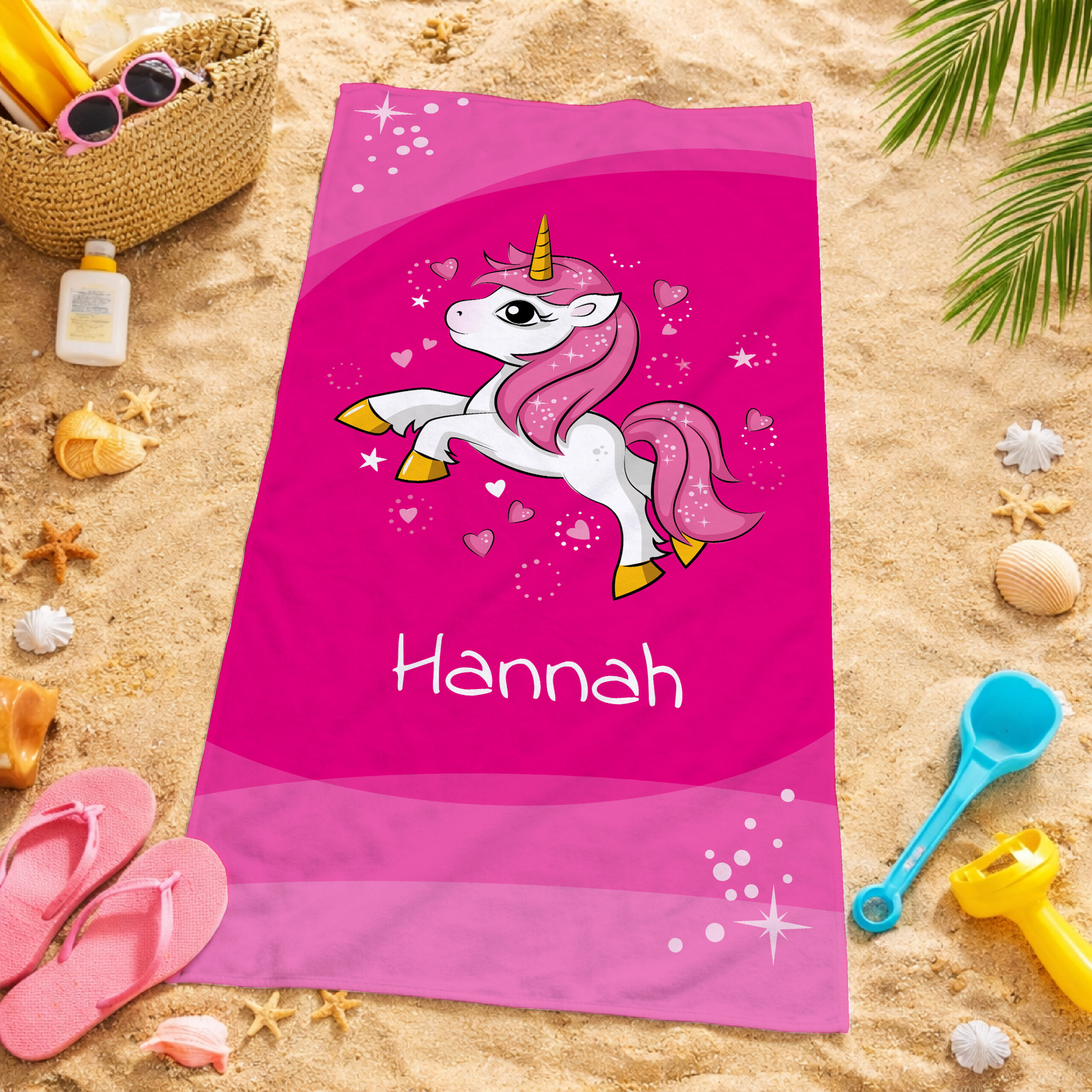 Unikatolo Kinder Handtuch Einhorn mit Name personalisiert