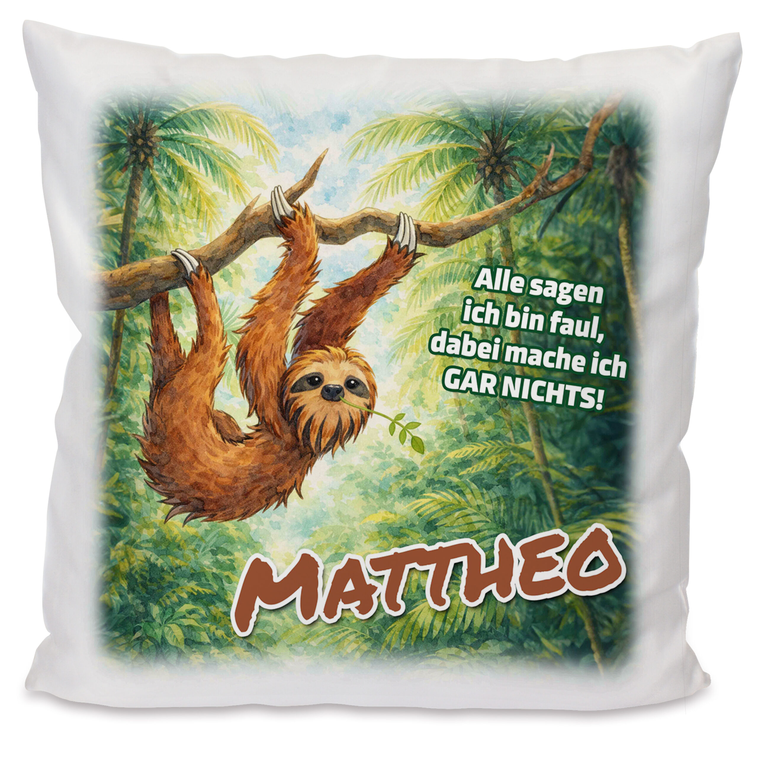 Unikatolo Kissen mit Faultier und Name personalisiert