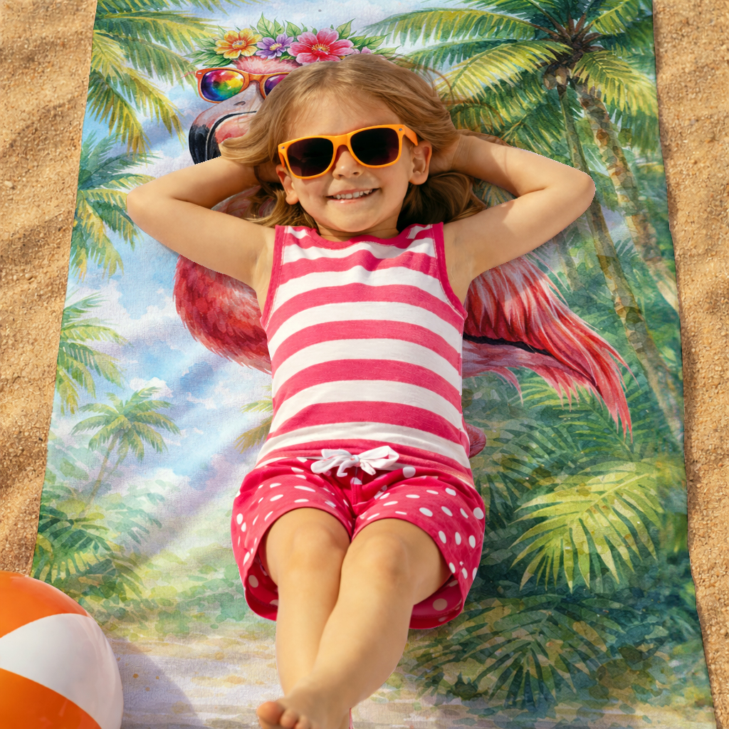 Unikatolo Kinder Handtuch Flamingo mit Name personalisiert