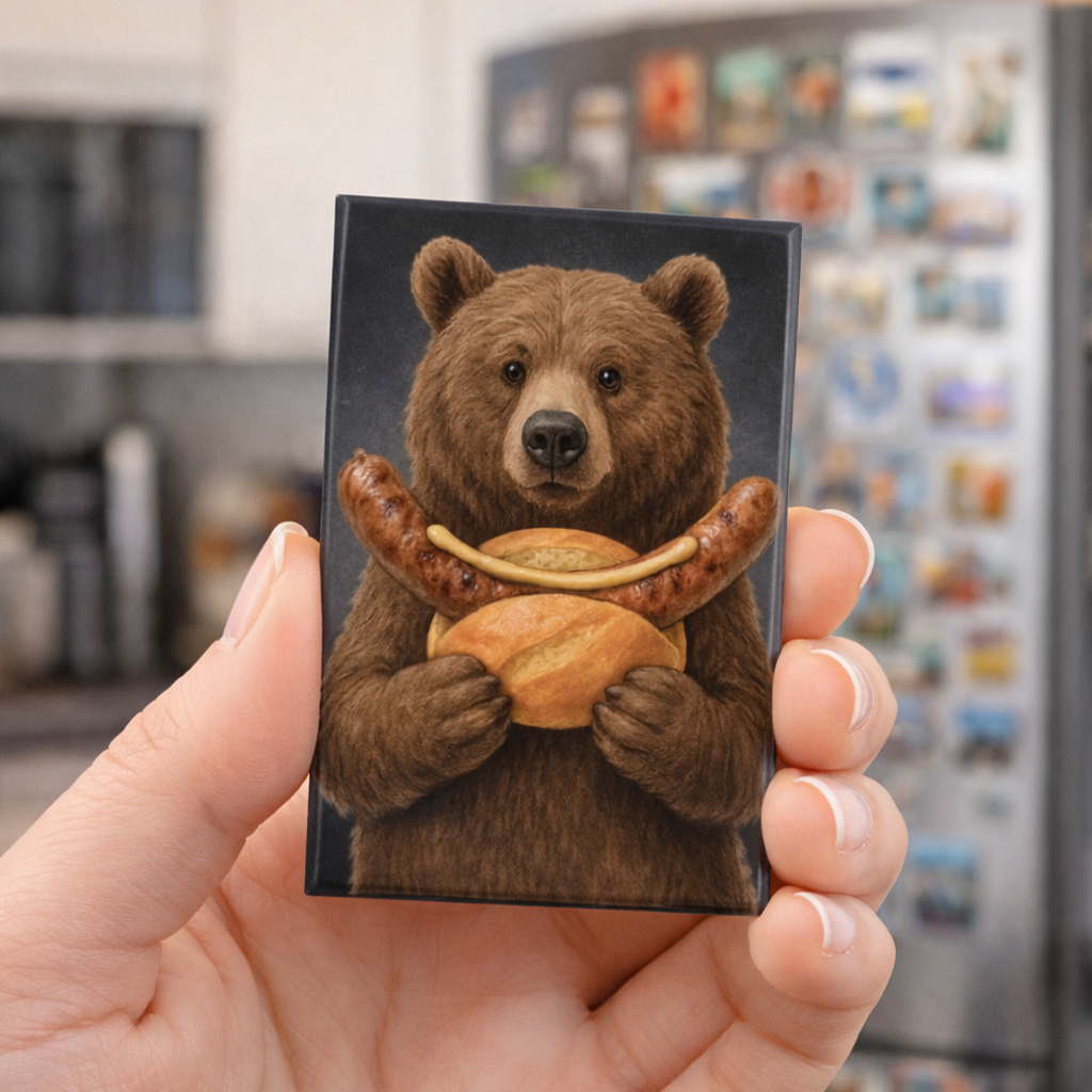 Unikatolo Thüringer Bratwurst Kühlschrankmagnet Bär