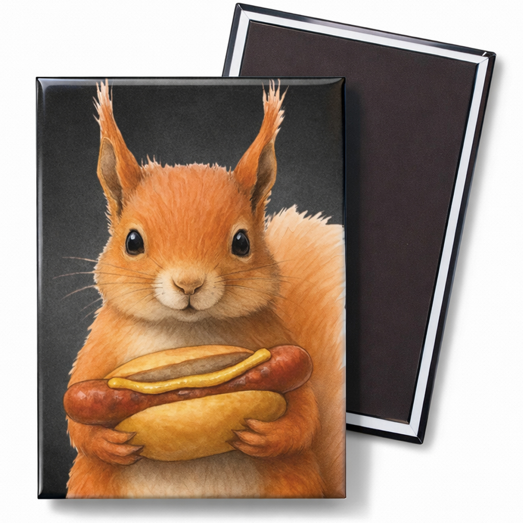 Unikatolo Thüringer Bratwurst Kühlschrankmagnet Eichhörnchen