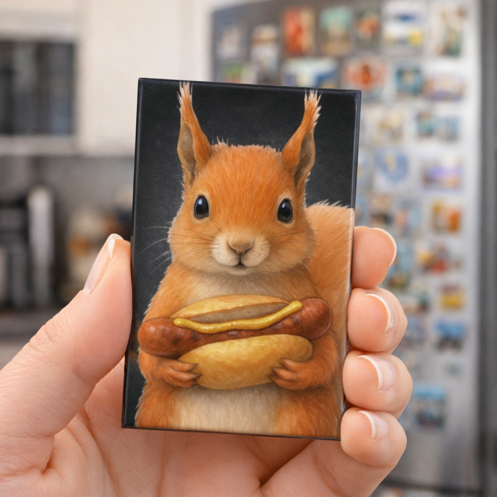 Unikatolo Thüringer Bratwurst Kühlschrankmagnet Eichhörnchen