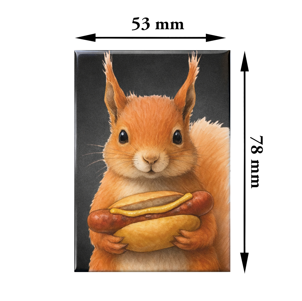 Unikatolo Thüringer Bratwurst Kühlschrankmagnet Eichhörnchen