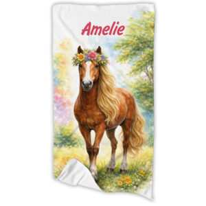 Unikatolo Kinder Handtuch Pferd mit Name personalisiert
