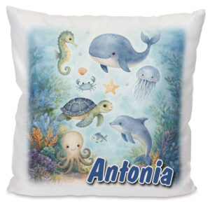 Unikatolo Kissen mit Unterwasserwelt und Name personalisiert
