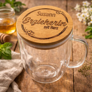 Unikatolo Glastasse Geschenk Erzieherin zum Abschied mit Name