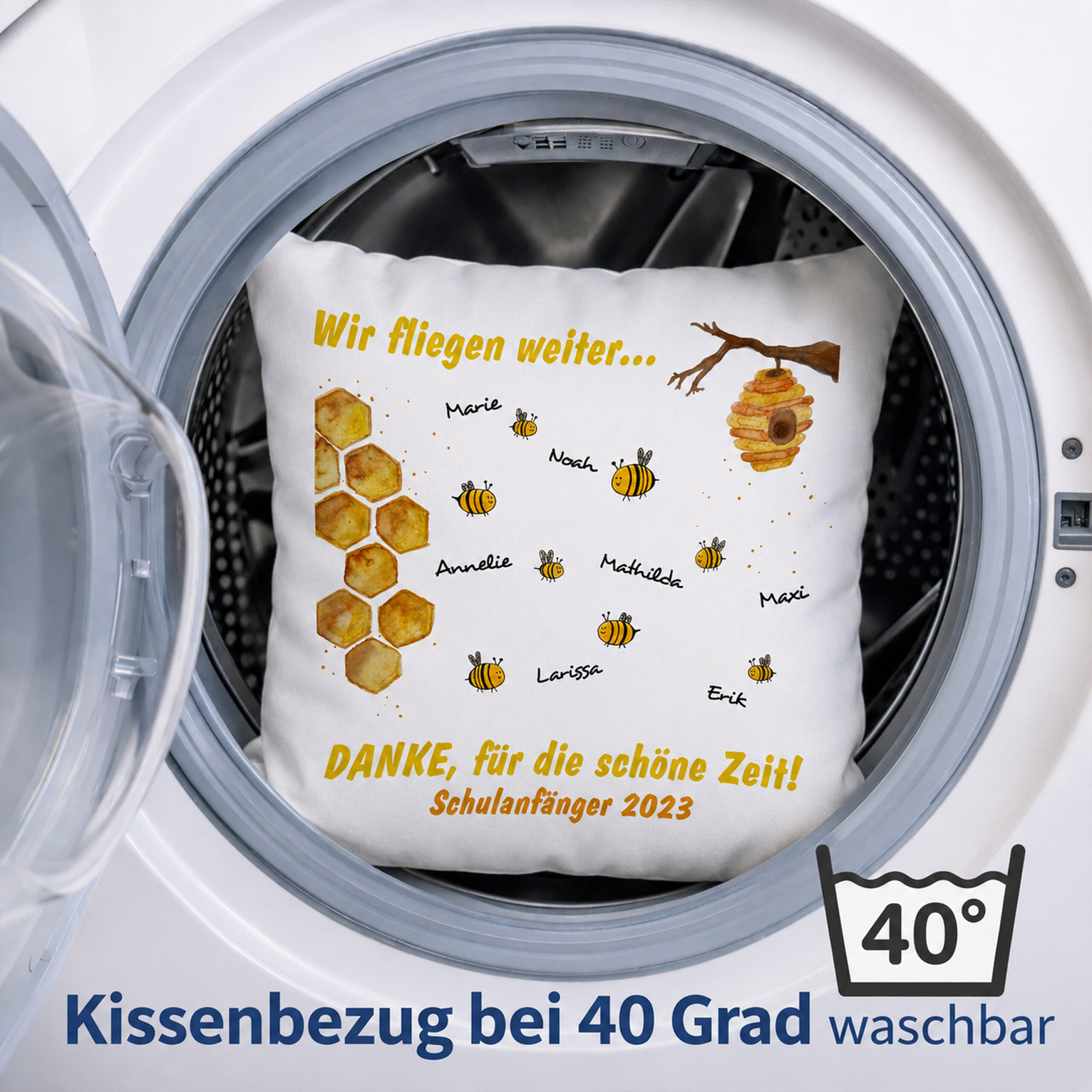 Kissen Kita Abschiedsgeschenk Bienen mit Namen personalisiert