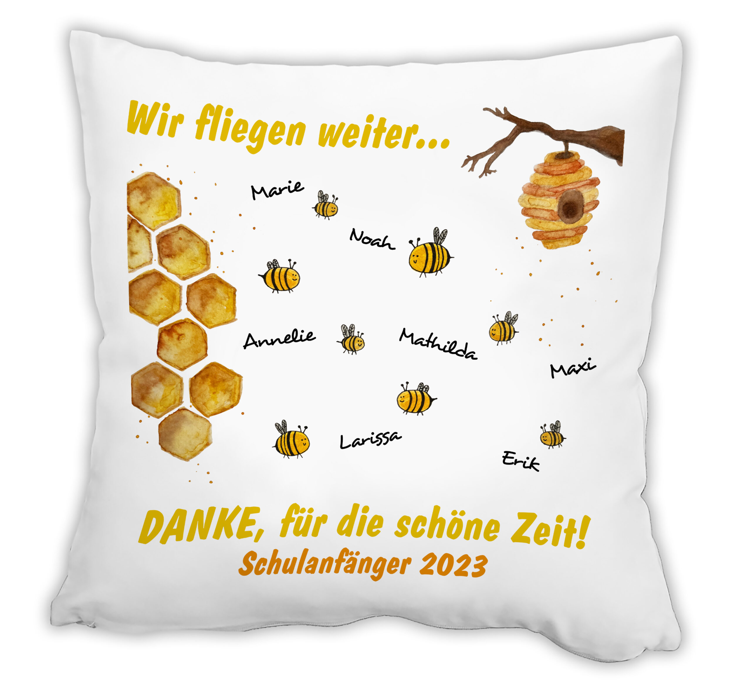 Kissen Kita Abschiedsgeschenk Bienen mit Namen personalisiert