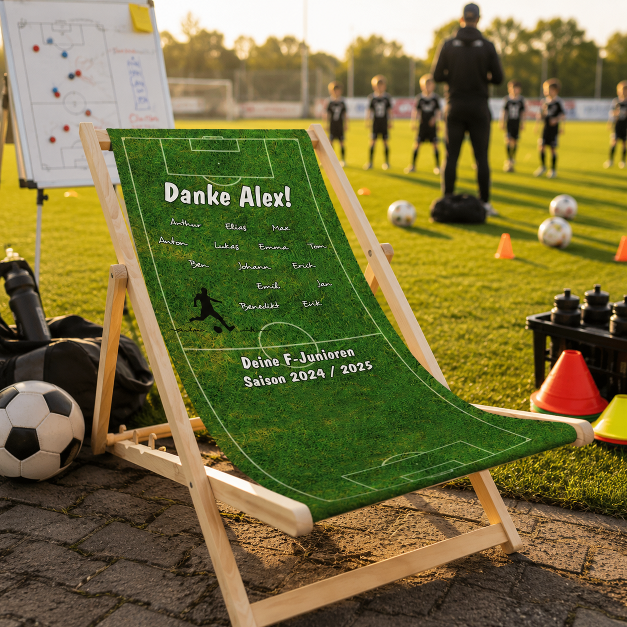 Unikatolo Liegestuhl Fußball Danke Trainer personalisiert Unikatolo Liegestuhl Fußball Danke Trainer personalisiert