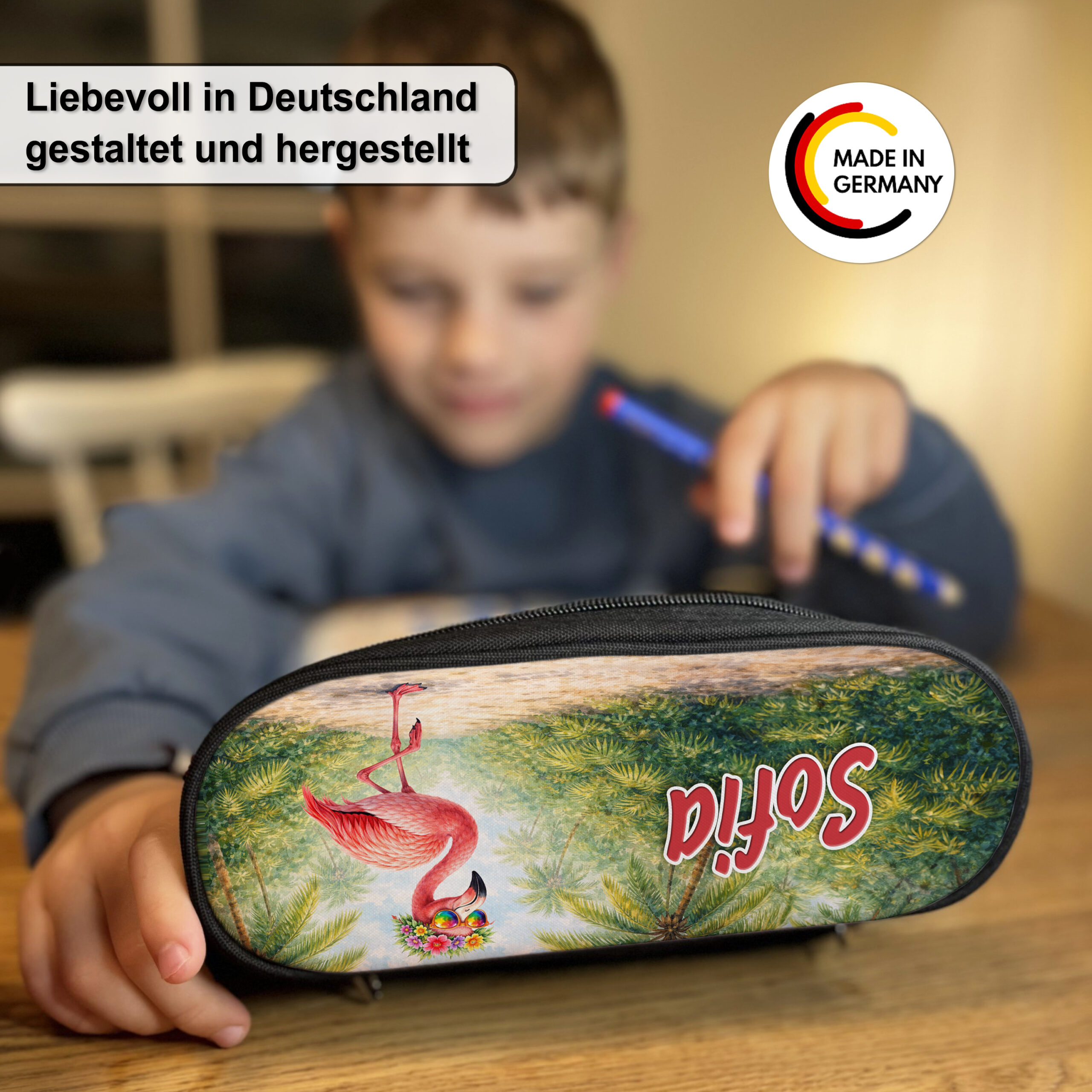 Unikatolo Federmäppchen Flamingo mit Name personalisiert