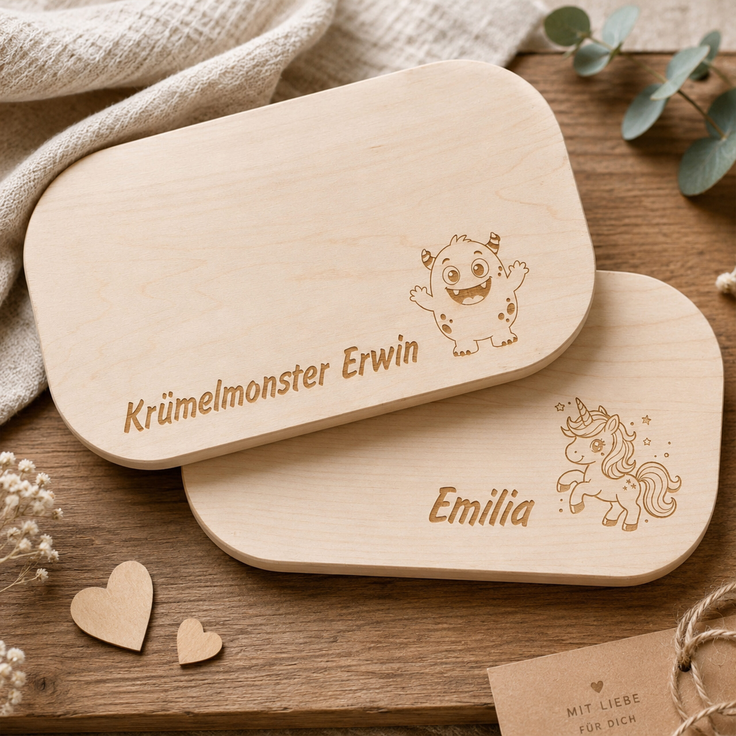Unikatolo Frühstücksbrett Holzbrett mit Gravur