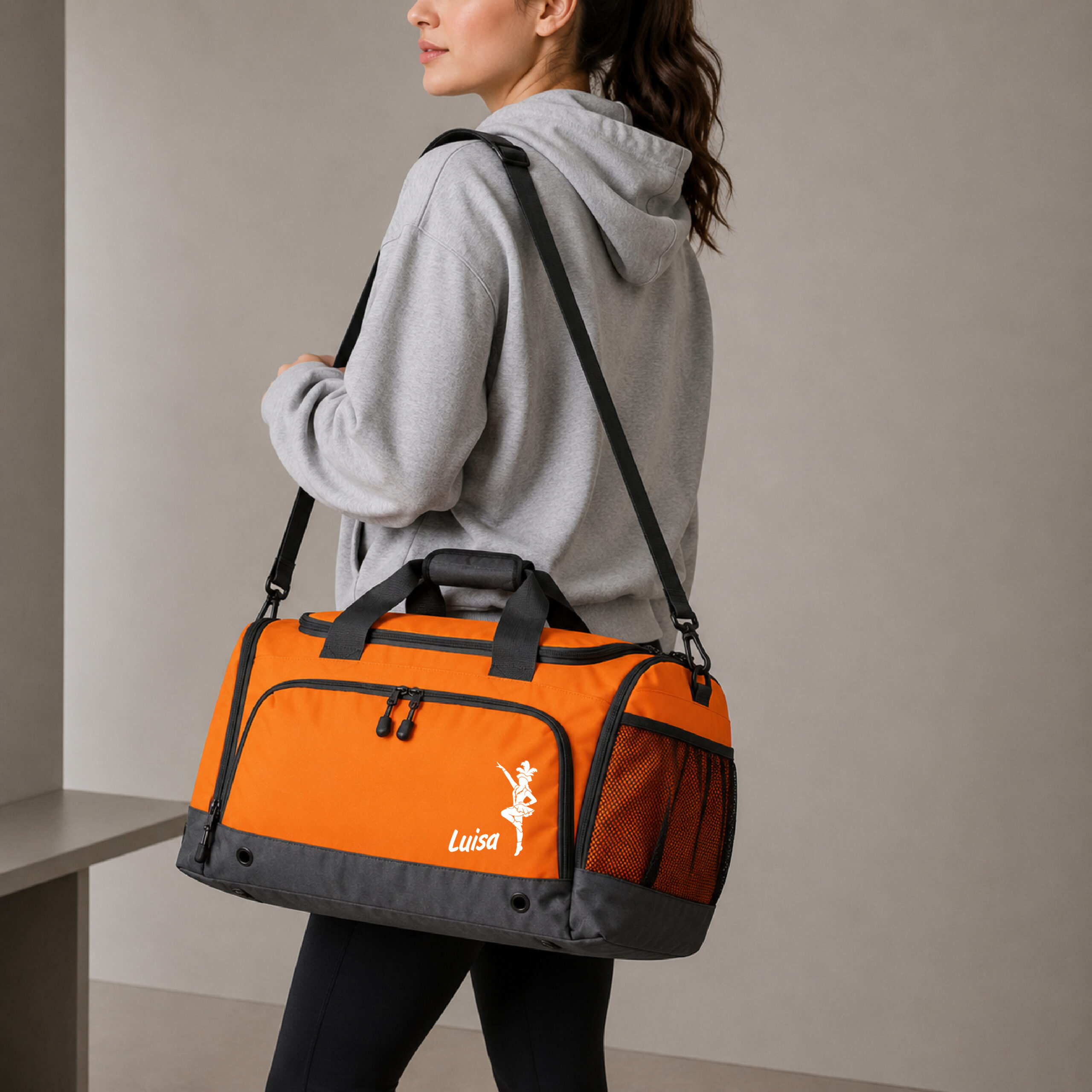 Sporttasche mit Name personalisiert Kinder & Erwachsene ORANGE