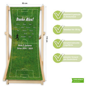 Unikatolo Liegestuhl Fußball Danke Trainer personalisiert