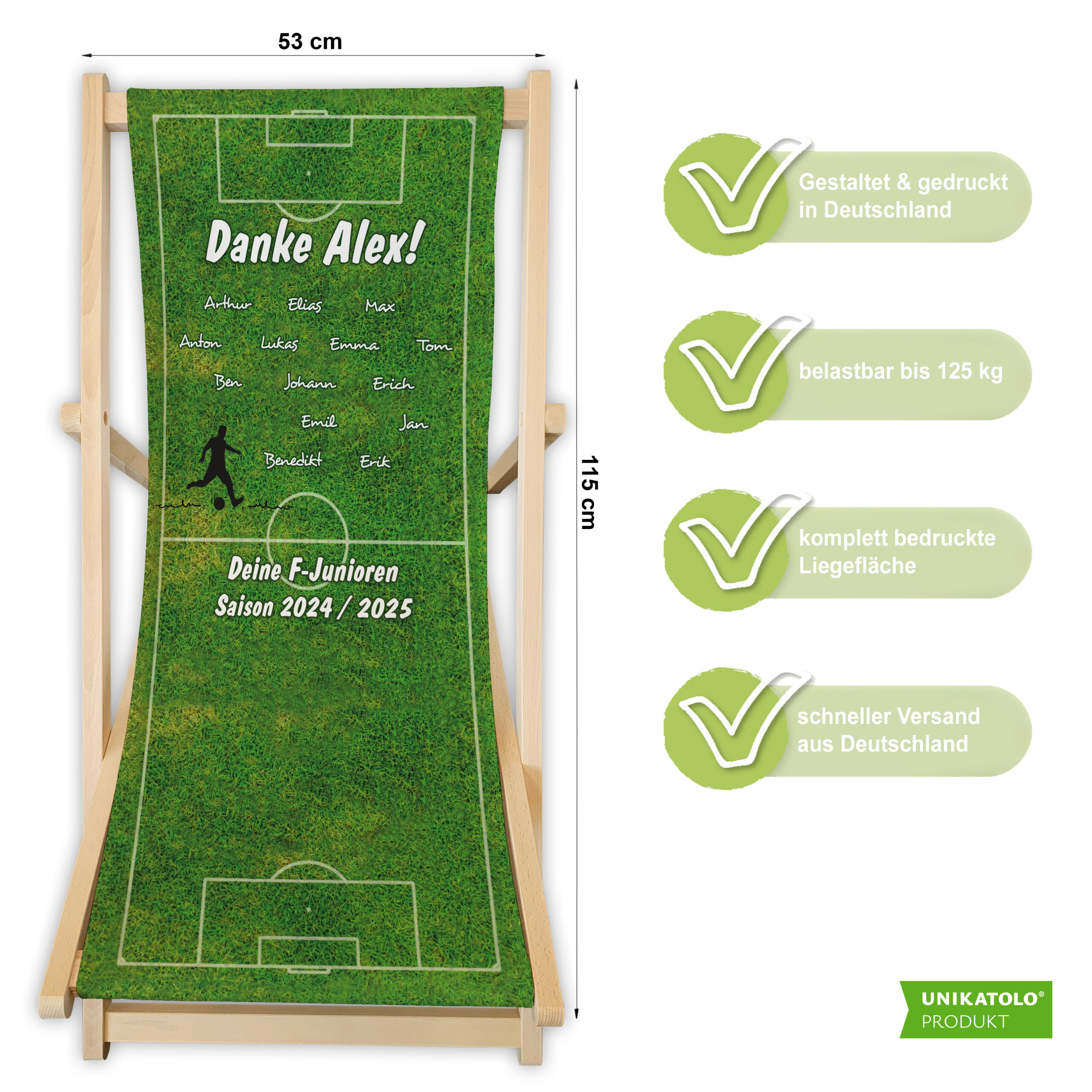 Unikatolo Liegestuhl Fußball Danke Trainer personalisiert Unikatolo Liegestuhl Fußball Danke Trainer personalisiert