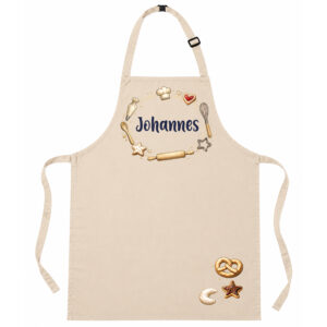 KinderschĂŒrze personalisiert mit Name BACKEN | BEIGE