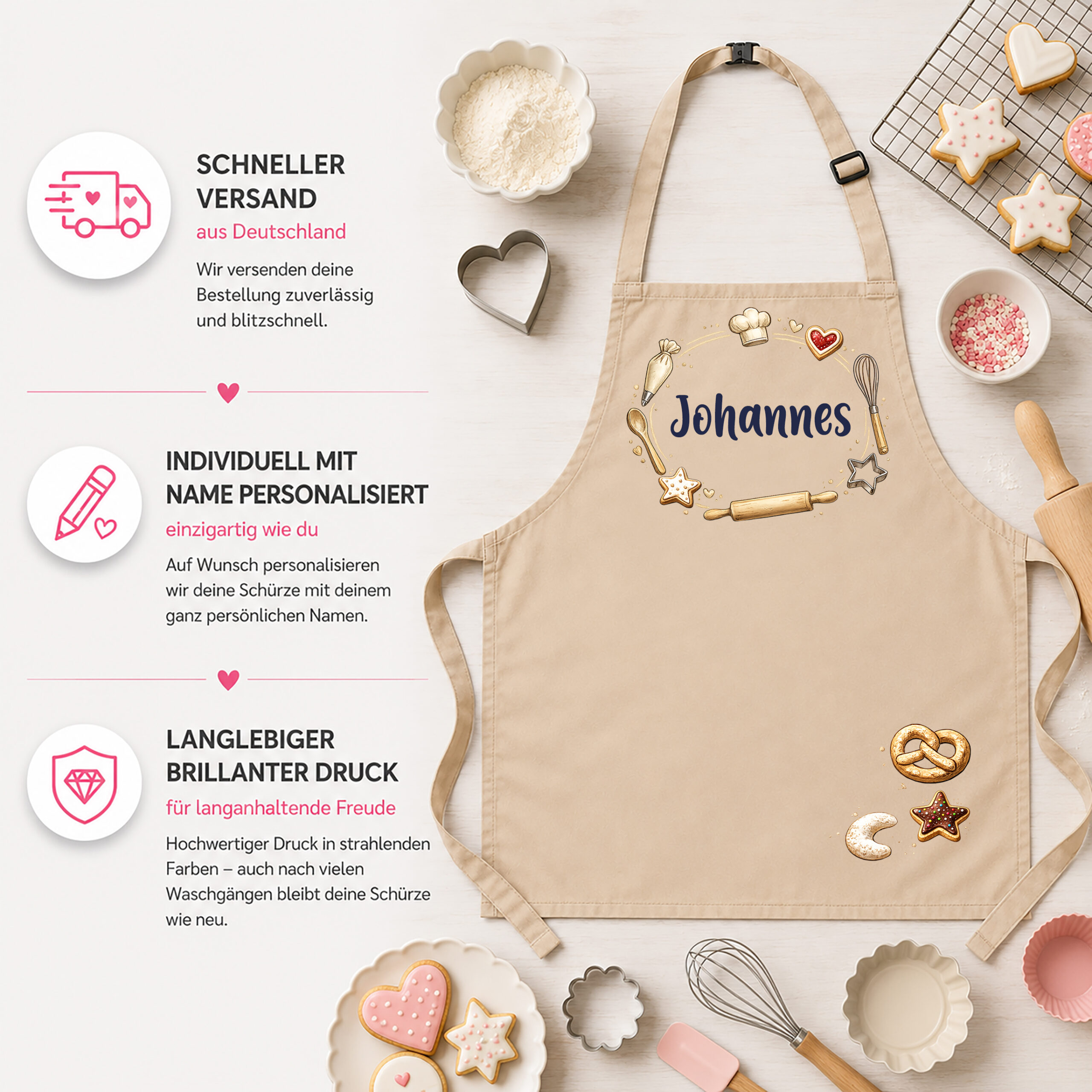 Kinderschürze personalisiert mit Name BACKEN Kinderschürze personalisiert mit Name BACKEN