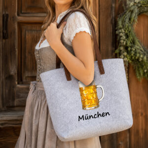 Unikatolo Filztasche Bierkrug Shopper grau