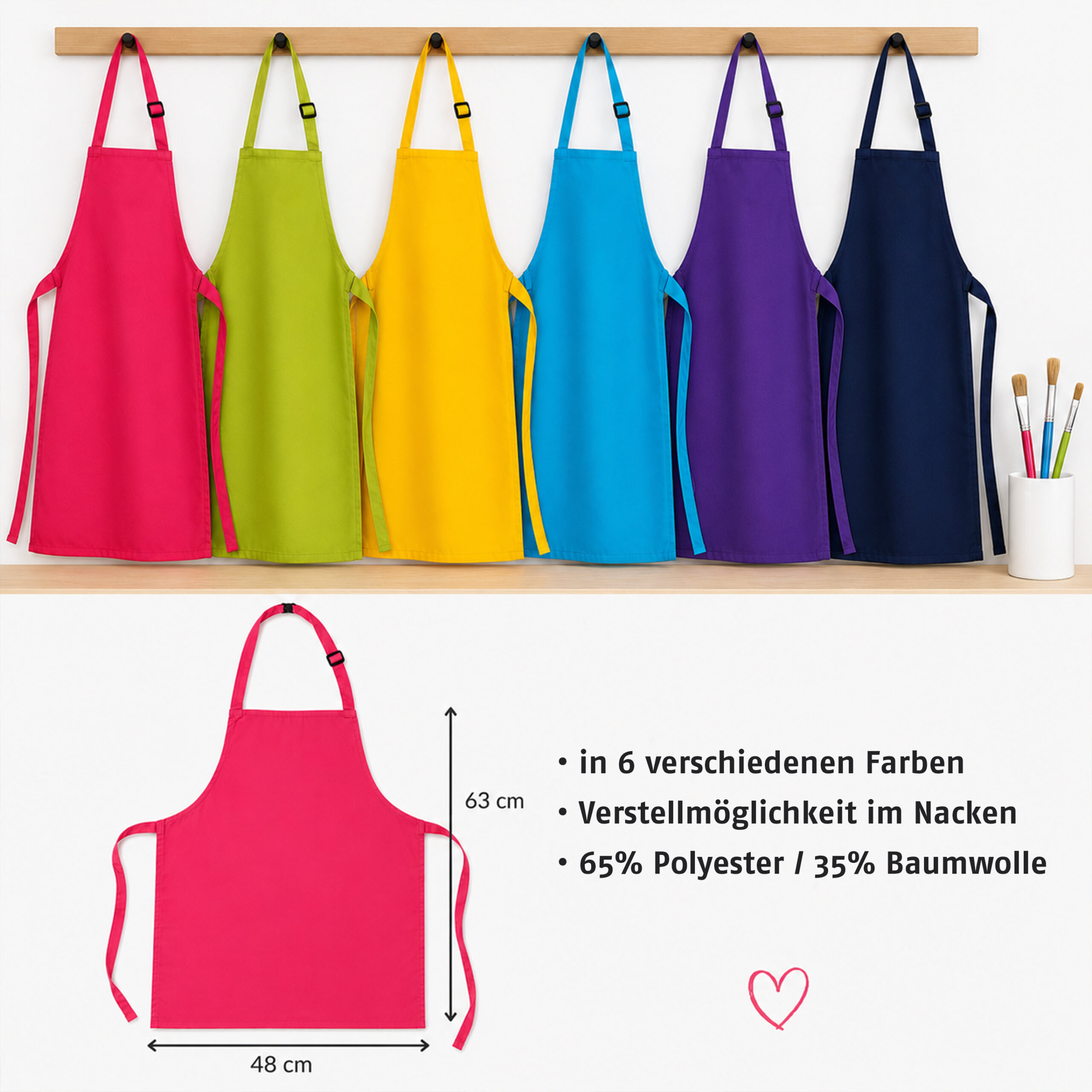 Unikatolo Kinderschürze personalisiert mit Name Farbkleckse GELB Unikatolo Kinderschürze personalisiert mit Name Farbkleckse GELB