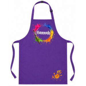 KinderschĂŒrze personalisiert mit Name Farbkleckse VIOLETT