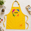 Unikatolo Kinderschürze personalisiert mit Name Farbkleckse GELB Unikatolo Kinderschürze personalisiert mit Name Farbkleckse GELB
