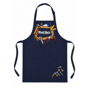 KinderschĂŒrze personalisiert mit Name WERKZEUG NAVY