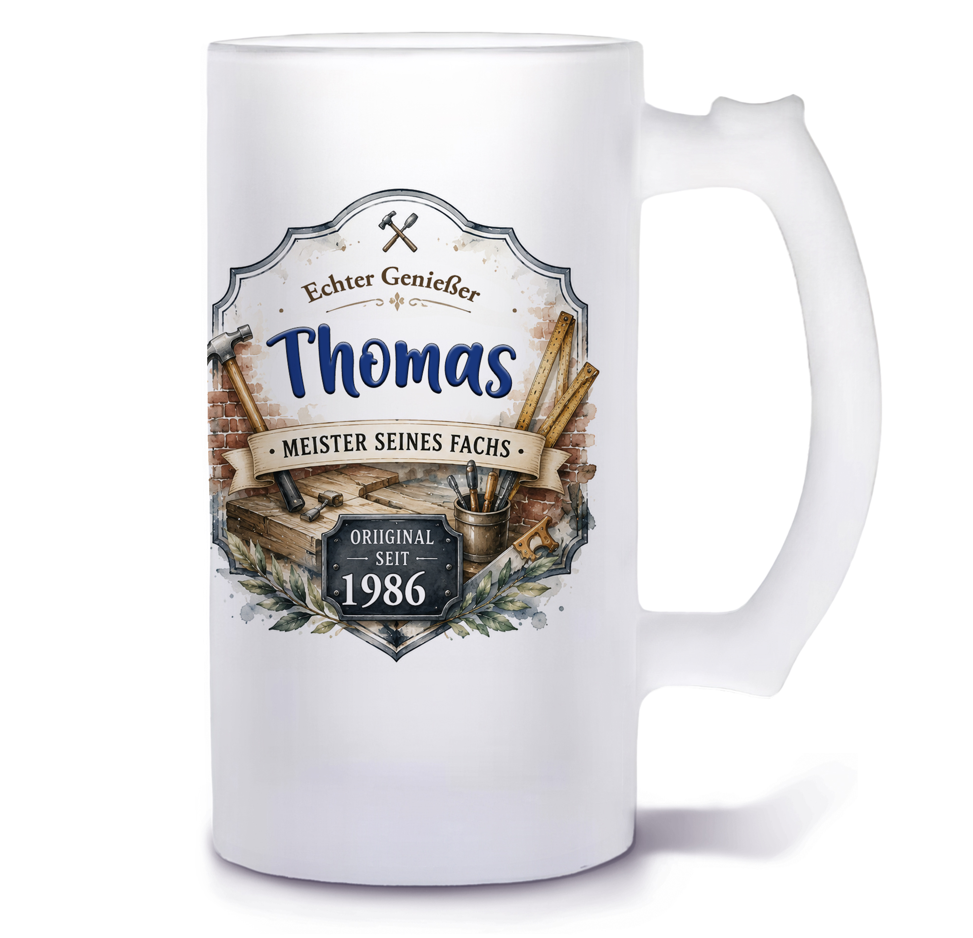 Unikatolo Bierkrug mit Name personalisiert - Handwerker