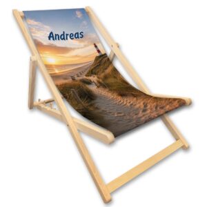 Liegestuhl mit Küstenmotiv und Name personalisiert | Nordsee