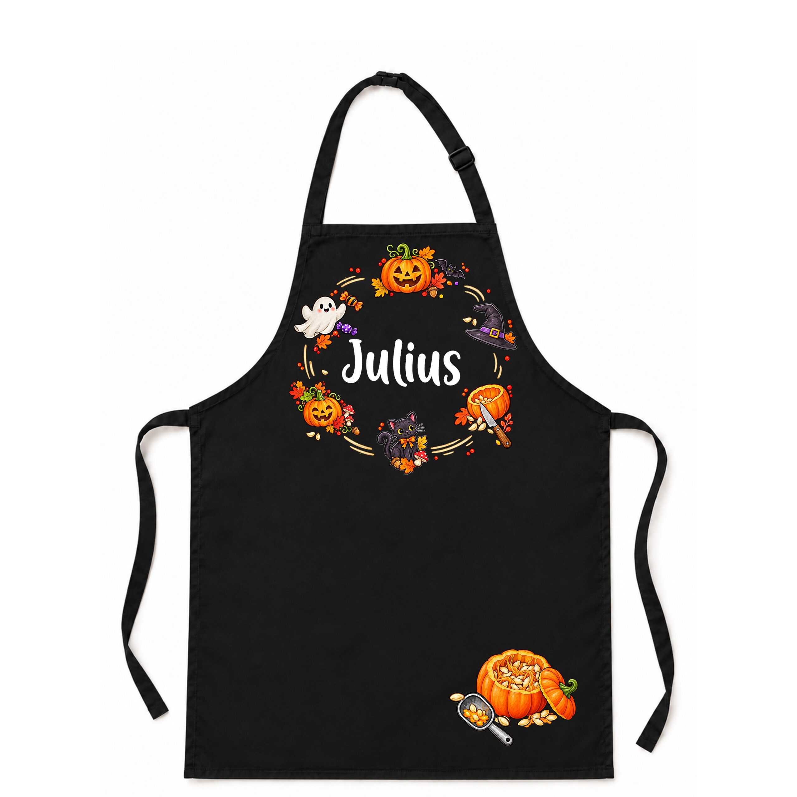 Kinderschürze personalisiert mit Name HALLOWEEN | SCHWARZ Kinderschürze personalisiert mit Name HALLOWEEN | SCHWARZ