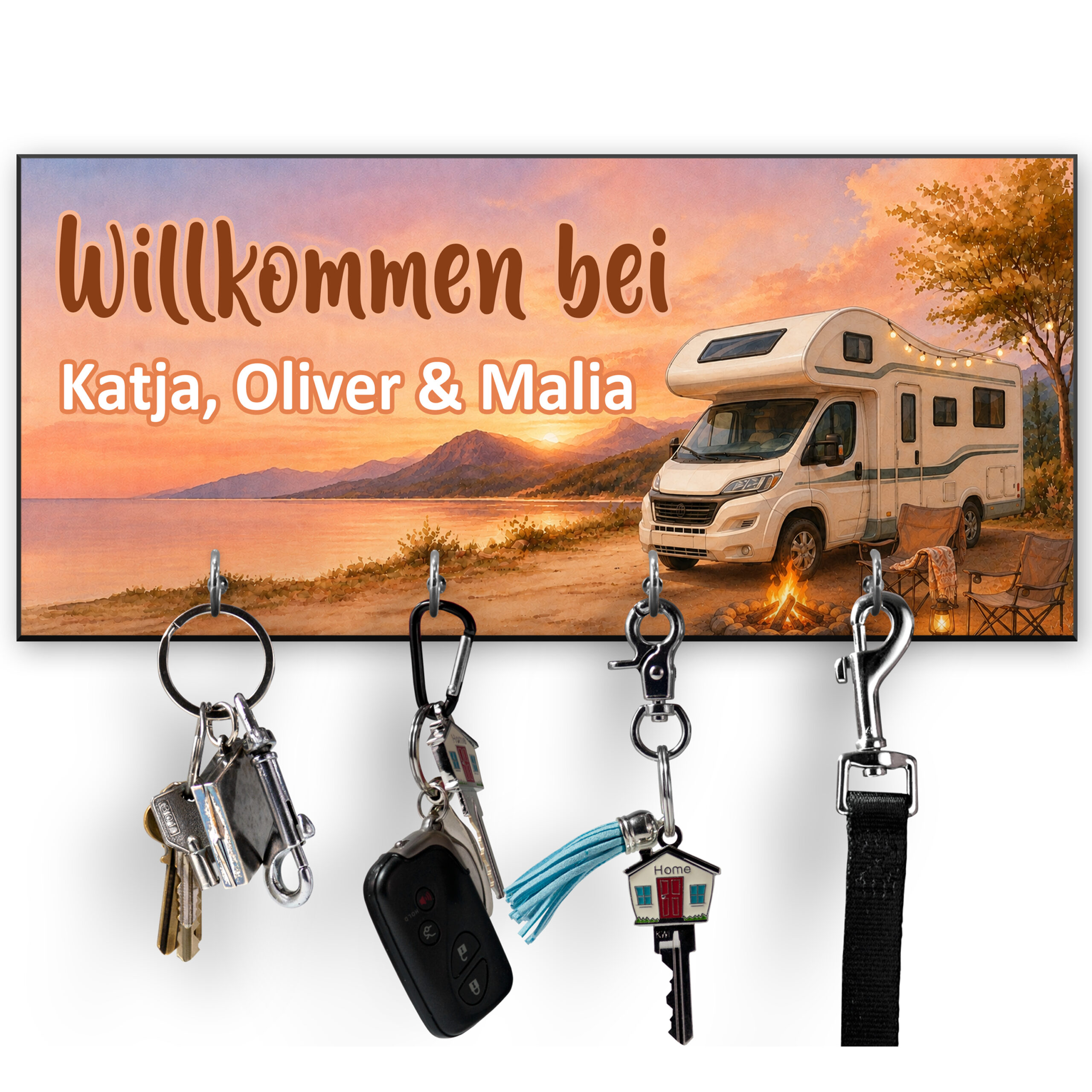 Personalisiertes Schlüsselbrett Wohnmobil mit Euren Wunschnamen
